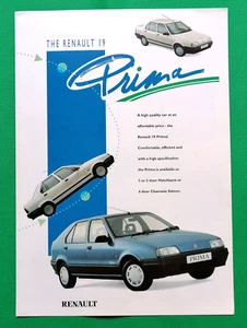 Renault 19 Prima 1990 1,4 y Chamade Prima 1,4 folleto de ventas mercado del Reino Unido - Imagen 1 de 3
