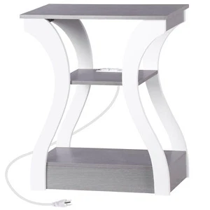 Side Table 3 Tier End Table w/ Outlets for Living Room Bedroom Office Hallway - Picture 1 of 24