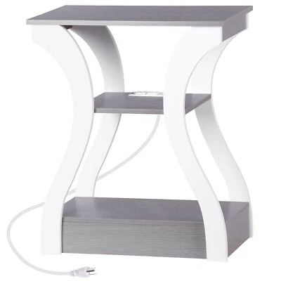 Side Table 3 Tier End Table w/ Outlets for Living Room Bedroom Office Hallway - Image 1 of 4