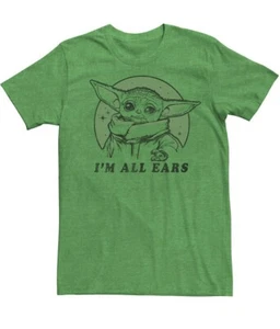 Star Wars Mandalorian Baby Yoda Grogu Unisex Medium T-Shirt "I'm All Ears" grün - Bild 1 von 1