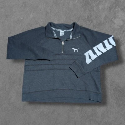 Victoria Secret Rosa Pullover Sudadera Mujer L Cuarto Cremallera Deletrear Top Corto Foto 1 de 4