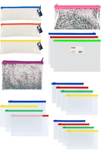 Clear Plastic Large Slim Storage Pouch Zipper Bags Pencil Case Back to School - Picture 1 of 46