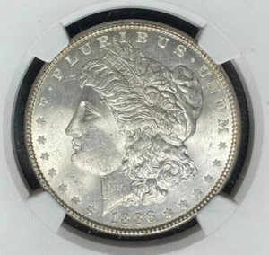 1886 MORGAN SILVER DOLLAR~NGC MS 64 ~BEAUTIFUL COIN~ REF#47-004 - Picture 1 of 4