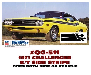 QG-511 1971 DODGE CHALLENGER - R/T SIDE STRIPE with R/T LOGO - DECAL KIT - Bild 1 von 1