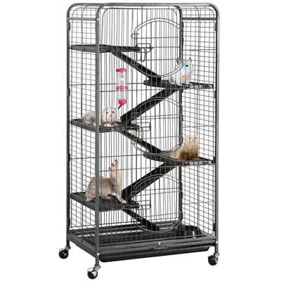 6 Level 52-inch Small Animal Cage Ferret Chinchilla Guinea Pig Rolling Stand - Image 1 of 3