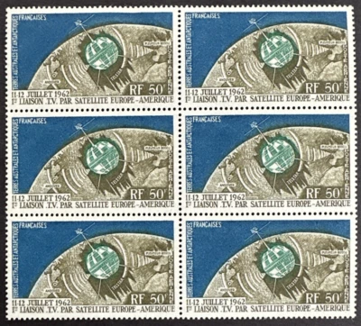 French Southern Antarctic Territory 1962 Sc# C5 Block of 6 MNH Telstar Issue - Image 1 of 2