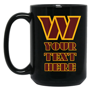 Custom Personalized Washington Commanders Black 15 oz Ceramic Coffee Mug Cup