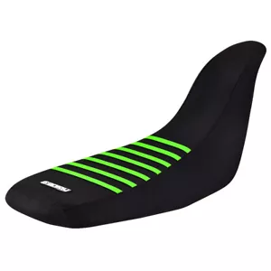 2004 - 2009 Kawasaki KFX 700 gripper seat cover all BLACK w/ GREEN ribs #231 - Picture 1 of 4