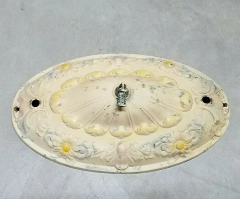 Antique* tin ceiling light cover* patina* cover only* parts pieces* 12" flowers* Cover