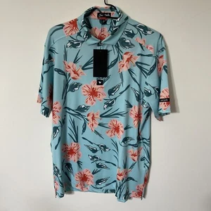 Bad Birdie Polo Shirt Mens Size Medium Aqua Never Lei Up Performance Golf NWT - Picture 1 of 6