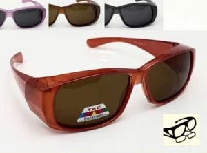 women POLARIZED SUNGLASSES 100% UV protection COVER OVER prescription eyeglasses - Picture 1 of 31