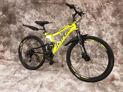 26 Zoll MTB VOLLGEFEDERT mit 21-GANG SHIMANO & SCHEIBENBREMSEN NEU 2659--GELB - Bild 1 von 4