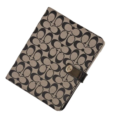 New Coach Signature Tablet Case Canvas Print Turnlock Holder - Image 1 of 4