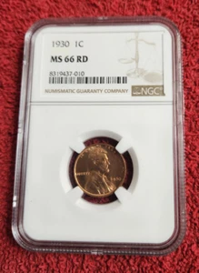 1930 uncirculated Lincoln wheat cent NGC MS 66 RD (010) - Picture 1 of 2