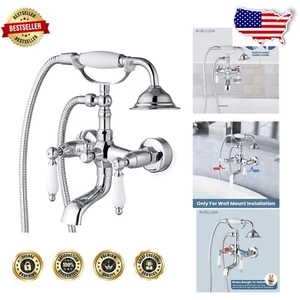 Durable Chrome Finished Tub Filler Faucet with Handheld Shower - Easy Install - Picture 1 of 11