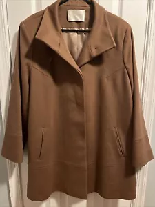 LORO PIANA FLEURETTE Coat Womens 16 Soft Wool Collar Button Up Lined Camel - Picture 1 of 21