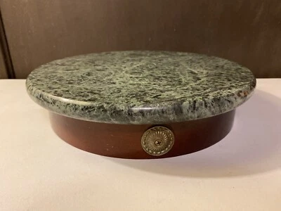 12" TALHERES DE PEDRA MÁRMORE VERDE EM 3 PÉS BASE DE MADEIRA TÁBUA DE CORTE - Imagem 1 de 4