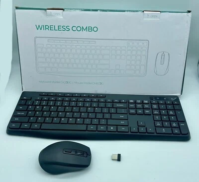 Earlylit 2.4 G USB Full Size Ergonomic Wireless Keyboard Mouse Combo Black - Image 1 of 4