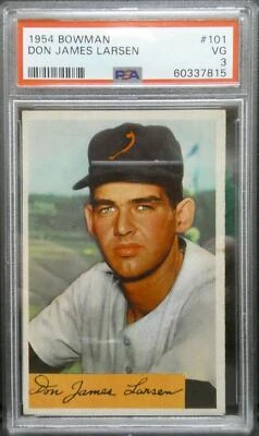 Bowman Don James Larsen 1954 #101 PSA 3 en muy buena condición Foto 1 de 2