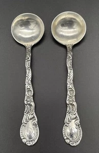 Pair Of Durgin Louis XV Sterling Silver Master Salt Spoons - Picture 1 of 9