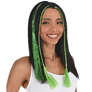 Tinsel Hair Extensions Fancy Dress Up Halloween Adult Costume Accessory 7 COLORS - Picture 1 of 8