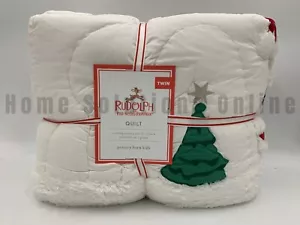 Pottery Barn Kids Rudolph Applique Holiday Cotton Quilt Multi Twin #3630B - Picture 1 of 6