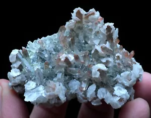 67,2 g seltene NATÜRLICHE rote Quarz Kristallcluster Calcit Fluoreszenz Probe - Bild 1 von 11