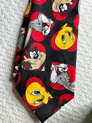 Corbata Looney Tunes Para Hombres Novedad Con Piolín Pájaro Bichos Conejo Taz Maestro Foto 1 de 3