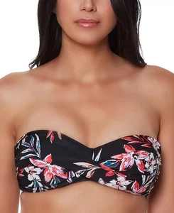 Bar III Women's Topical Escape Twist Bandeau Bikini Top COLOR BLACK SIZE M NEW - Picture 1 of 3