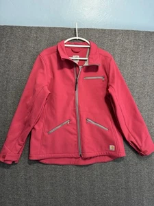 Carhartt Woman's Crowley Soft Shell Pink Jacket Large Outdoors Fleece Lined EUC - Picture 1 of 13