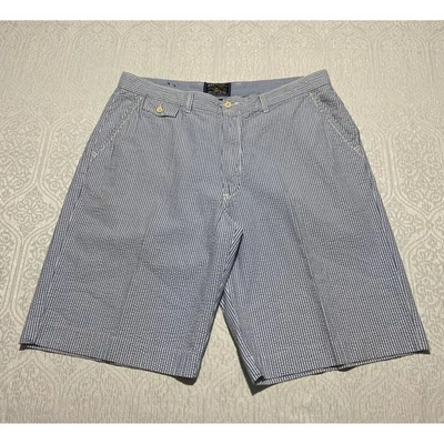 American Living Mens Size 38 Seersucker Striped Shorts Eagle Logo - Image 1 of 4
