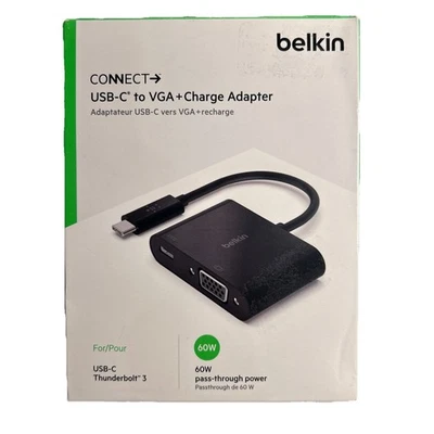 Belkin USB C to VGA + Charge Adapter - 60 W Pass Through Power - NEW - Image 1 of 4