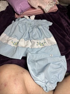Traje azul querubines vintage niña 9 meses - Imagen 1 de 11