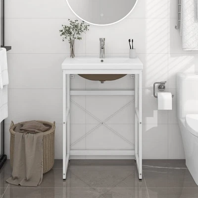 Estructura baño con lavabo incorporado hierro negro/Blanco Multitalla vidaXL - Imagen 1 de 4