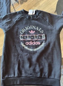 adidas ORIGINALS MEN'S SPORTS RESORT CLUB SWEATSHIRT JUMPER BLACK 80S RETRO NEW - Picture 1 of 2