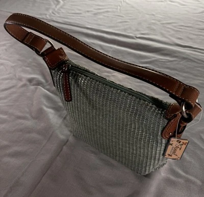 Fossil #1954 Small Teal Green Straw Woven Shoulder/Handbag Leather Accents.  NWT - Image 1 of 4