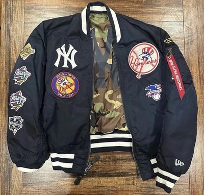 Alpha Industries x New Era x New York Yankees Graphic Patch Bomber Jacket Medium - Image 1 of 4