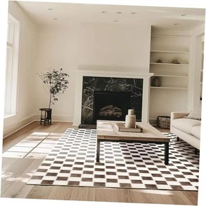 Checkered Plaid Area Rug, 9x12, Soft Faux Wool, Washable, Anti Slip, Large - Picture 1 of 8