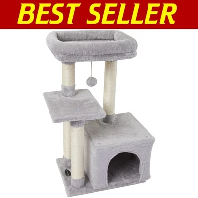 Spacious Grey Cat Tree with Sisal Scratching Posts & Multi-Level Platforms - Image 1 of 4