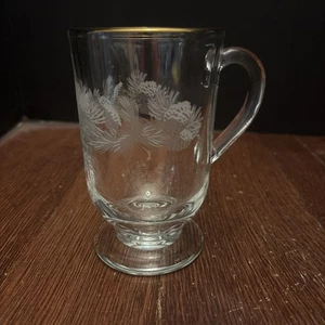 Libbey Fuß Irish Coffee Klarglas Becher geätztes Tannenzapfenmuster Ersatz - Bild 1 von 10