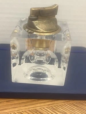 Flamex Japón Cubo de Vidrio Óptico Encendedor de Mesa, MCM Bar Carro Decoración, Años 60 Foto 1 de 4