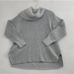 Michael Kors Women’s Medium Gray Cowl Neck Tunic Sweater Long Sleeve Waffle Knit - Picture 1 of 8