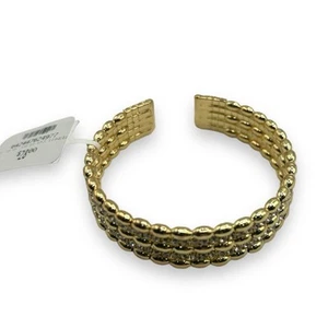 NEW Macy's Anne Klein Gold Tone Crystal Cuff Slip On Bangle Pave Bracelet NWT - Picture 1 of 11