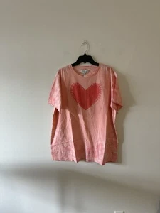NEW One Teaspoon Heart Throb Tee T Shirt Short Sleeve Coral Pink XL - Picture 1 of 5