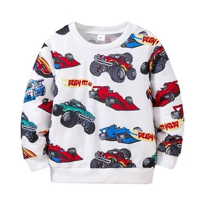 Toddler Boys Clothes-Sports Car Graphic Print Round Neck Sweatshirt-Little Bo... - Picture 1 of 5