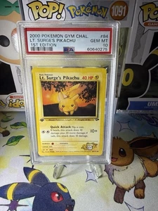 Pikachu Gym Challenge 1st Edition Lt. Surge's Regular Card 84/132 PSA 10 - Bild 1 von 3