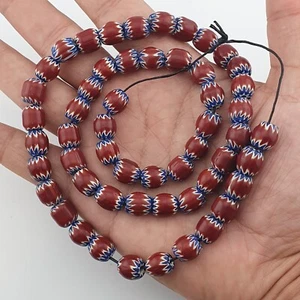 Schöne Vintage venezianischer Stil Glas braune Chevron Perlen Stränge - Bild 1 von 20