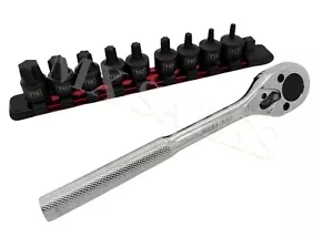 10pc. 3/8" dr. Nano Impact Star Stubby Torx Bit Socket Set W/ Ratchet handle - Picture 1 of 5