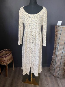 Vtg 80s 90s Maxi Dress Thermal Waffle Knit Size XL/XXL Cottagecore Grunge Garden - Picture 1 of 10