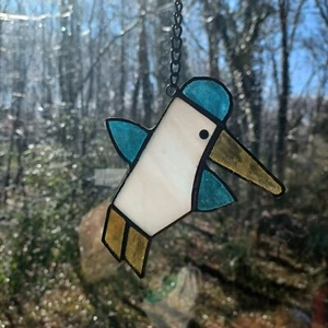 Echtes Buntglas blau Whimsey Pinguin Sonnenfänger, fertig zum Aufhängen, kein Kunststoff - Bild 1 von 4